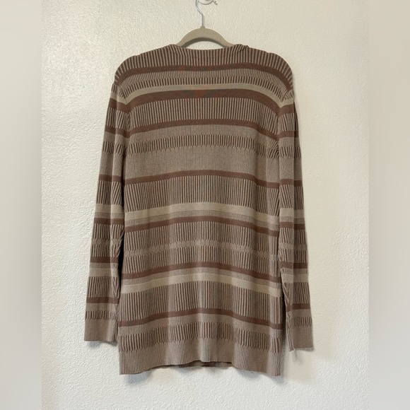 Lafayette 148 New York V-neck Ribbed Button Front Cardigan, Tan Size XL - Picture 7 of 9